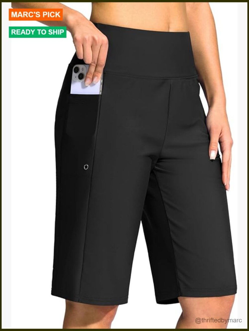 Women's Black Swim Coverup Boardshorts with Pocket